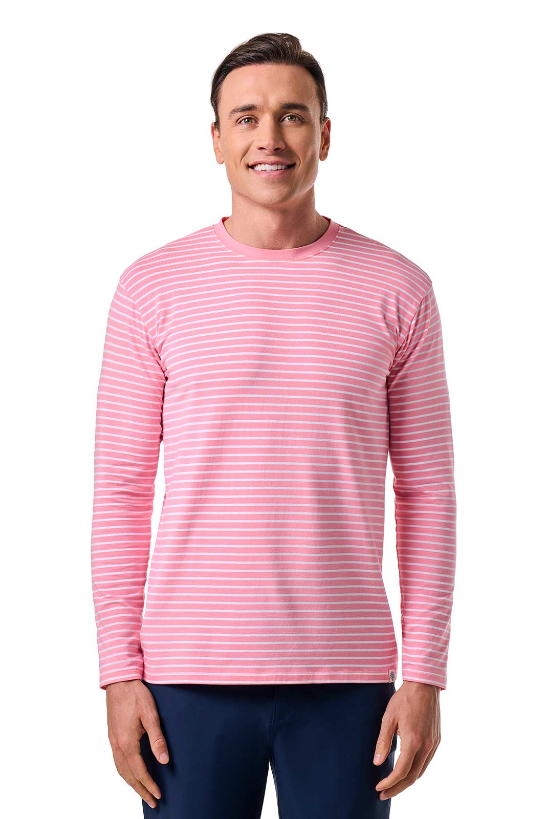 Men's Morada Everyday Long Sleeve T-Shirt | Flamingo Pink/White Stripe