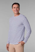 Men's Morada Everyday Long Sleeve T-Shirt | White/Navy Stripe
