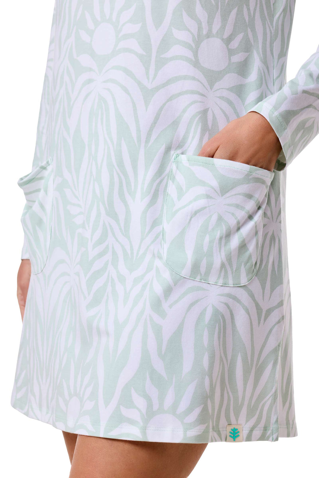 Women's Catalina Cover-Up Dress with Pockets | Misty Aqua American Palm