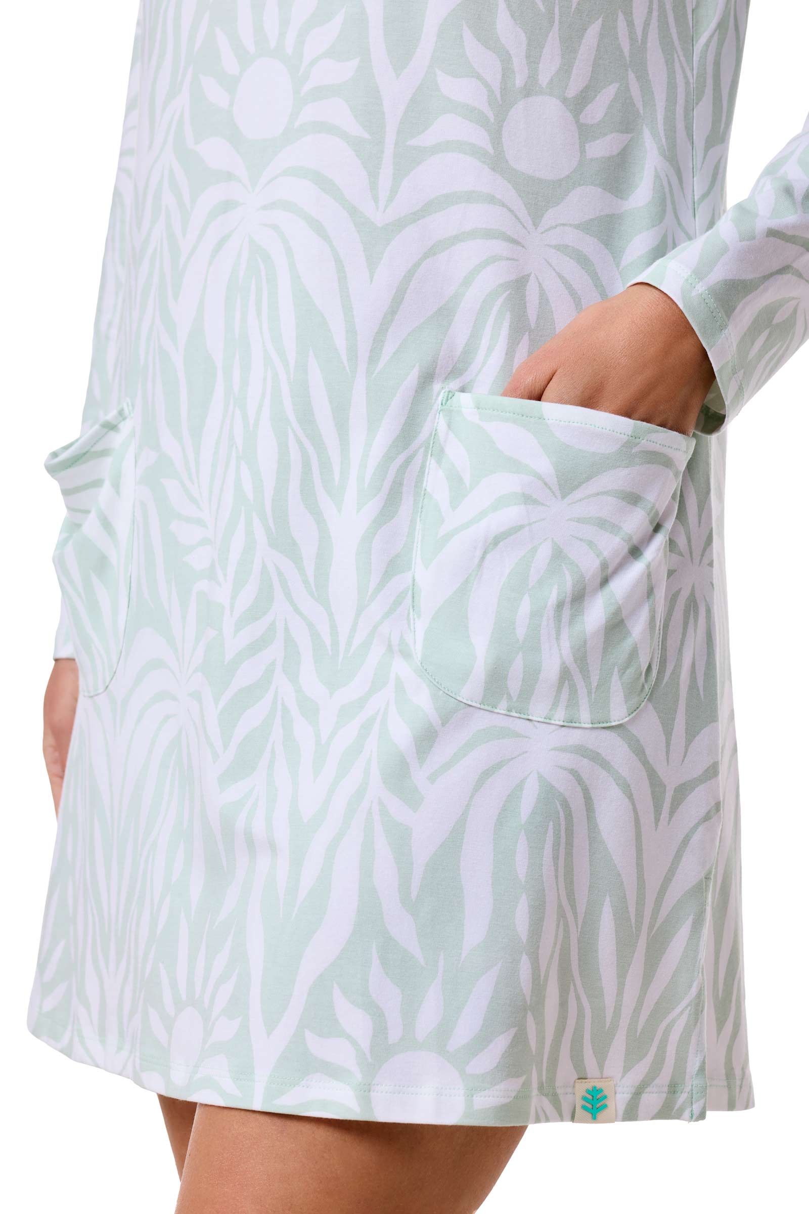 Women's Catalina Cover-Up Dress with Pockets | Misty Aqua American Palm
