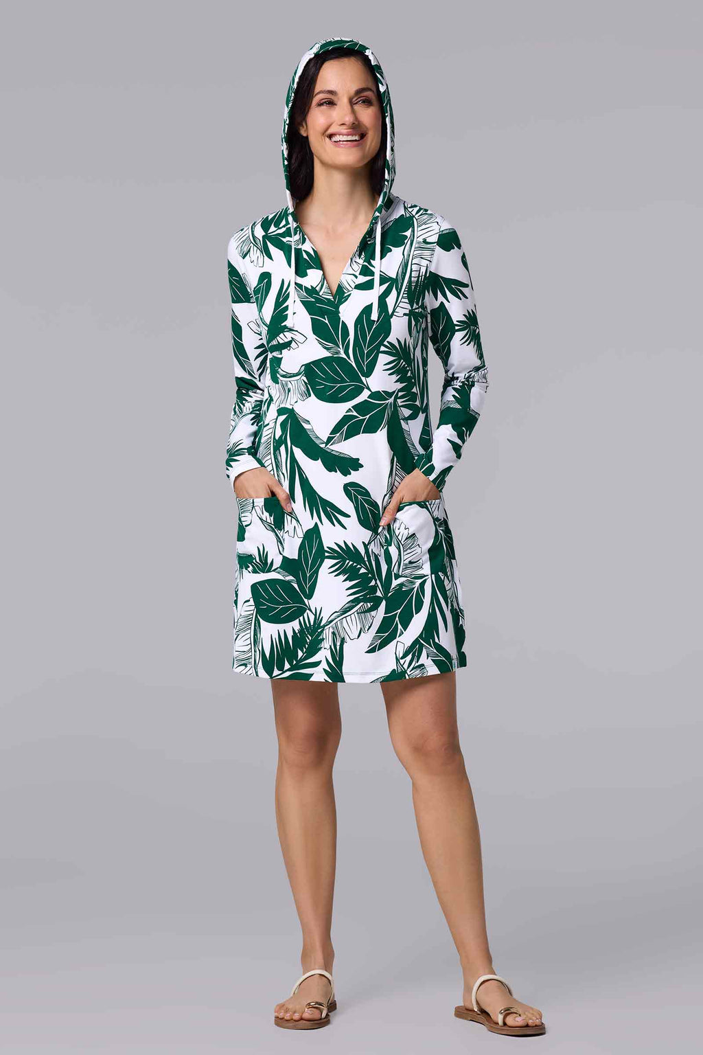 Women's Catalina Cover-Up Dress with Pockets | Eden Green Palm Paradise