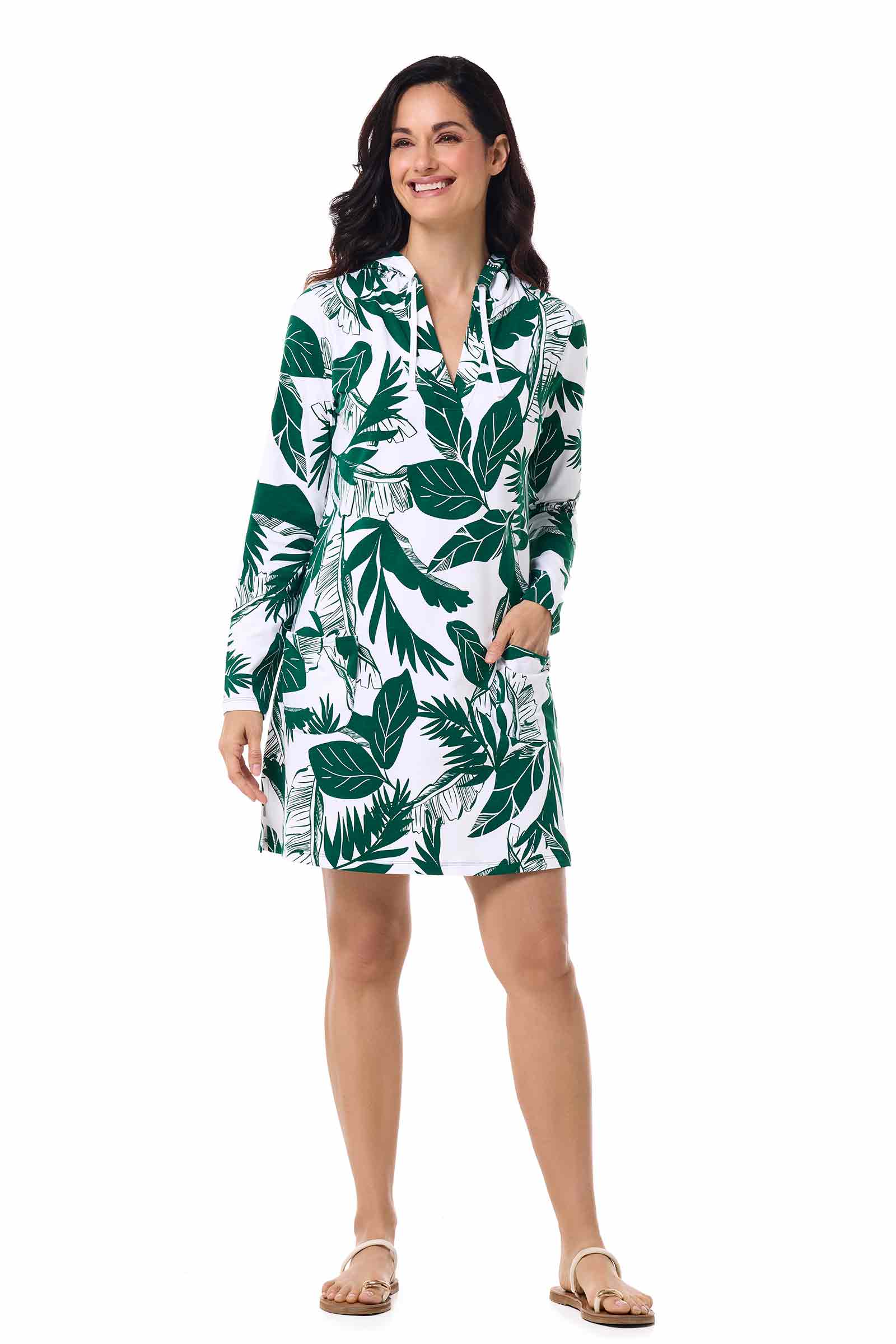 Women's Catalina Cover-Up Dress with Pockets | Eden Green Palm Paradise