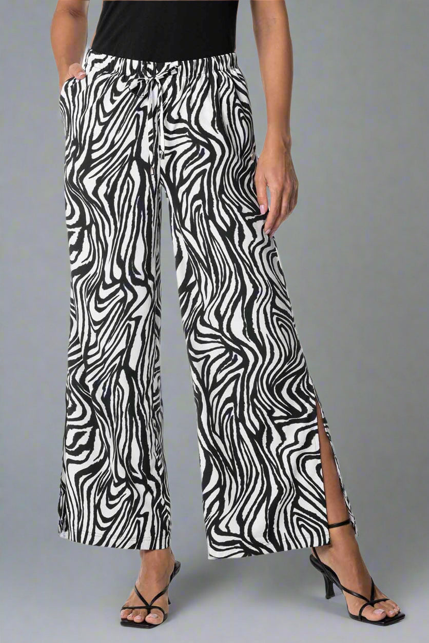 Women's Petra Wide Leg Pant | Black/White Running Zebra