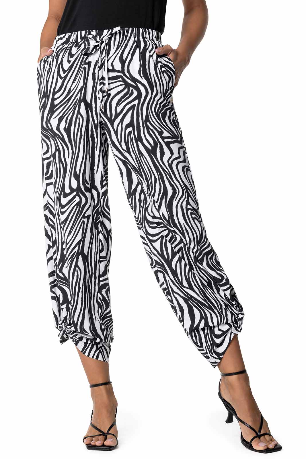 Women's Petra Wide Leg Pant | Black/White Running Zebra