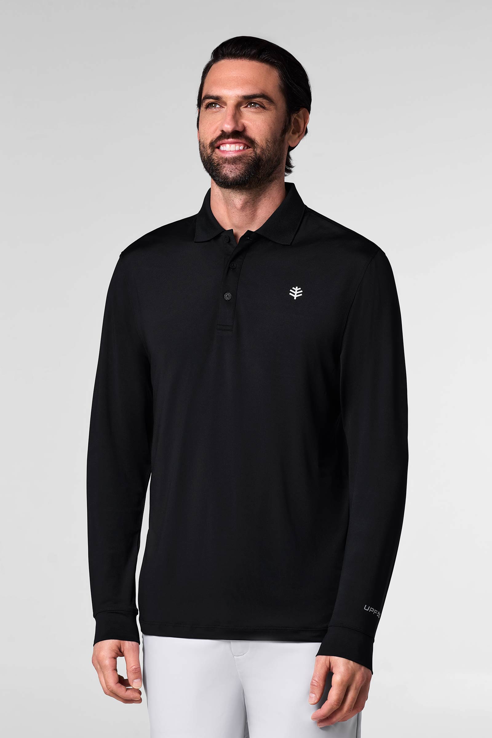 Men's Erodym Long Sleeve Sports Polo | Black