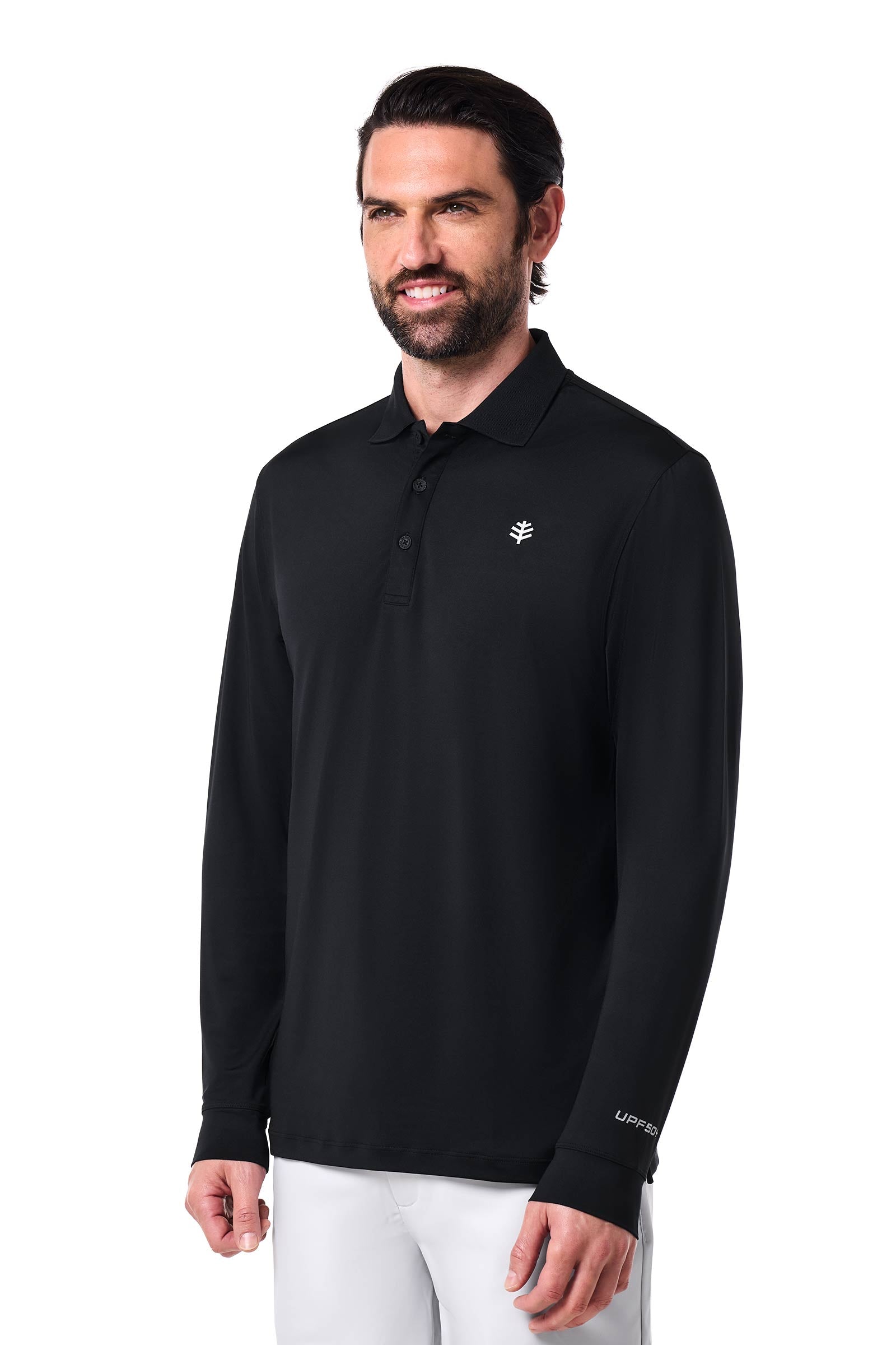 Men's Erodym Long Sleeve Sports Polo | Black