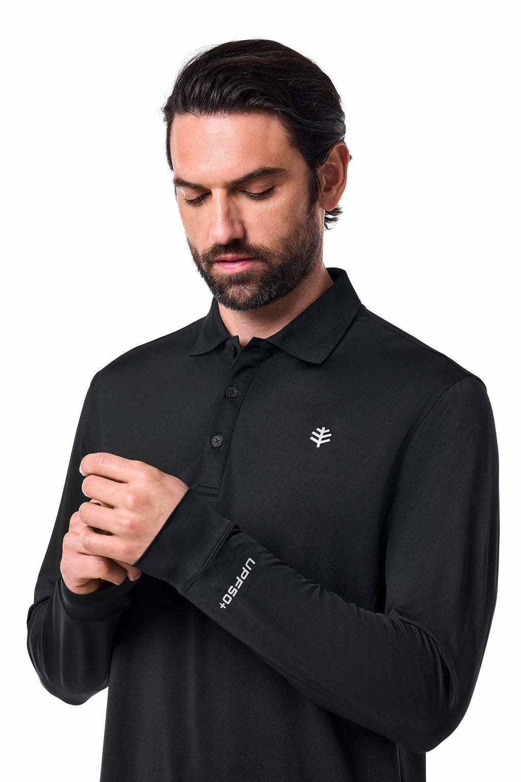 Men's Erodym Long Sleeve Sports Polo | Black