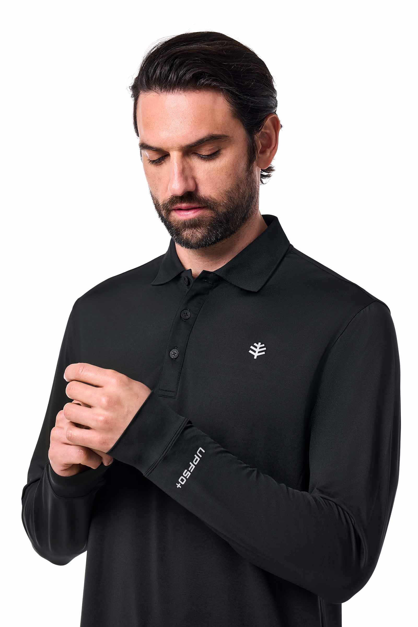 Men's Erodym Long Sleeve Sports Polo | Black