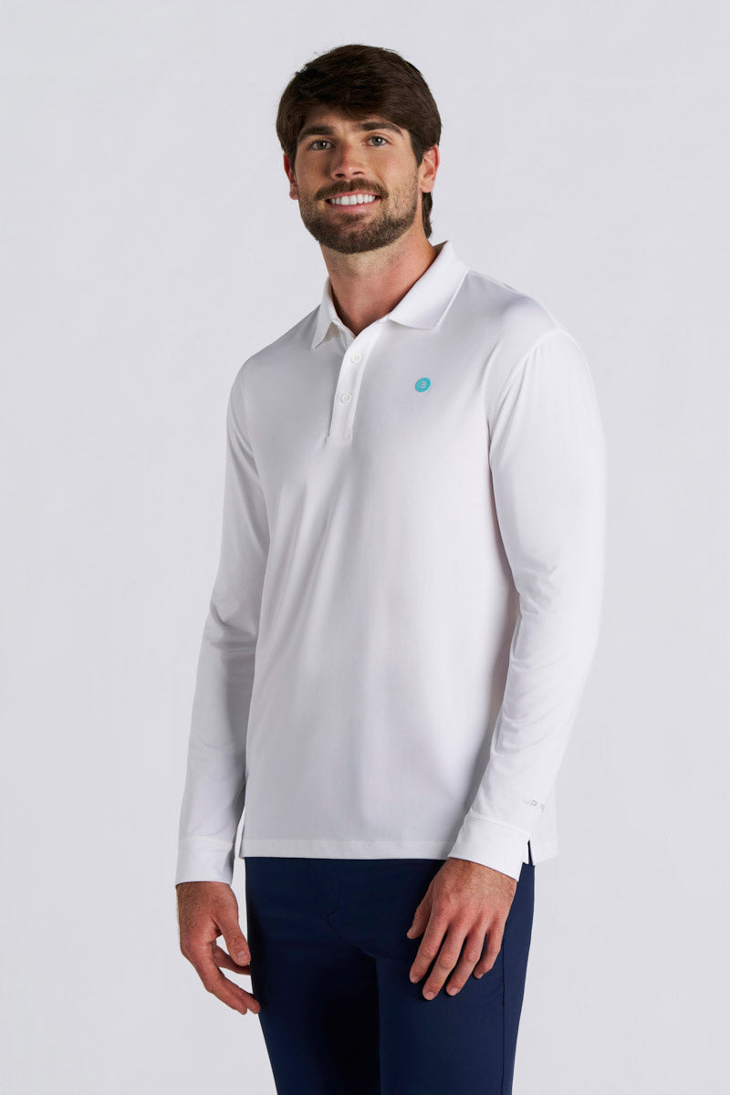 Men's Erodym Long Sleeve Sports Polo | White