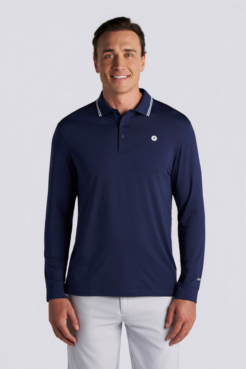 Men's Erodym Long Sleeve Sports Polo | Navy
