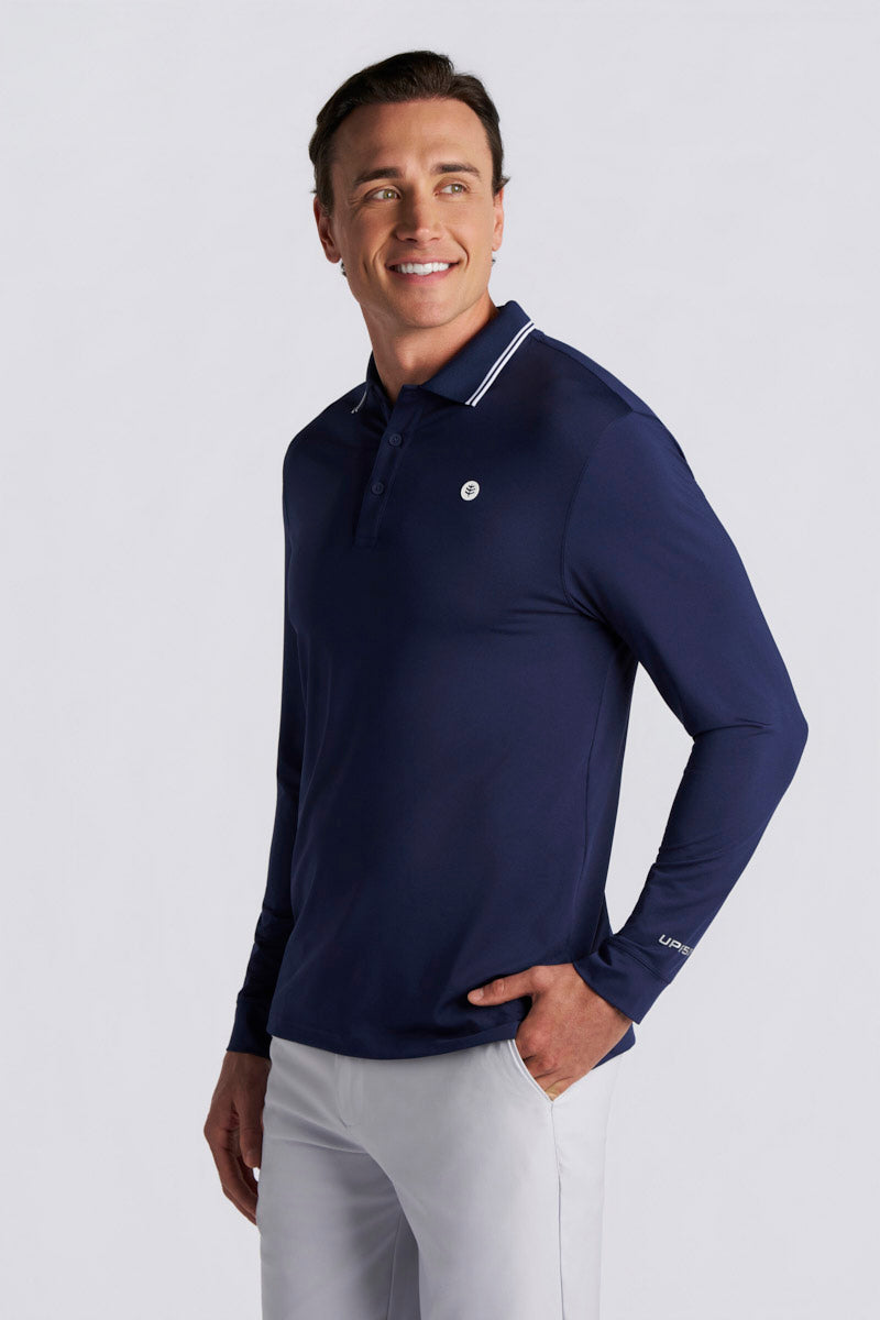 Men's Erodym Long Sleeve Sports Polo | Navy