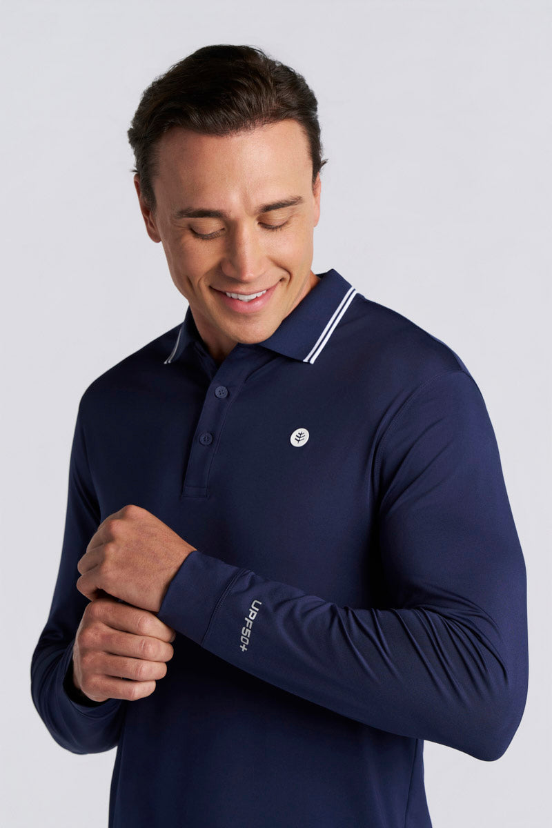 Men's Erodym Long Sleeve Sports Polo | Navy