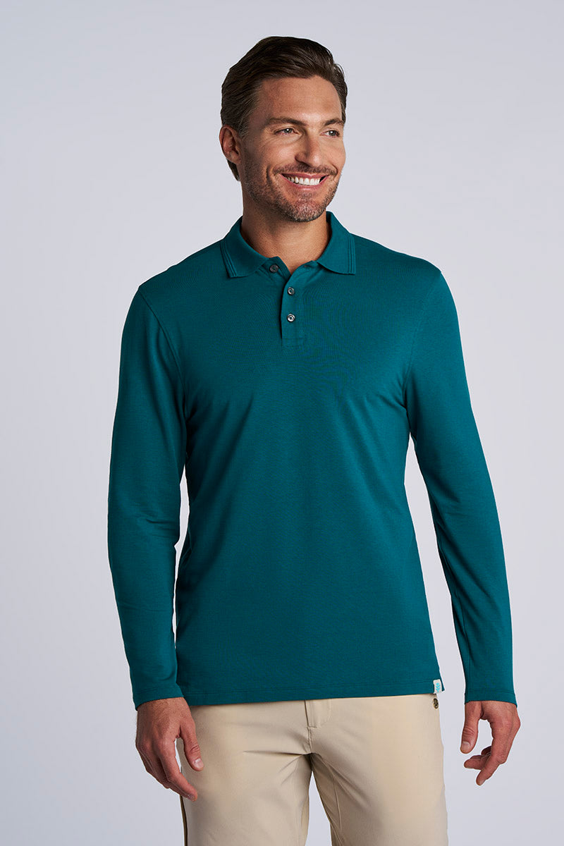 Men's Coppitt Long Sleeve Weekend Polo | Transformative Teal
