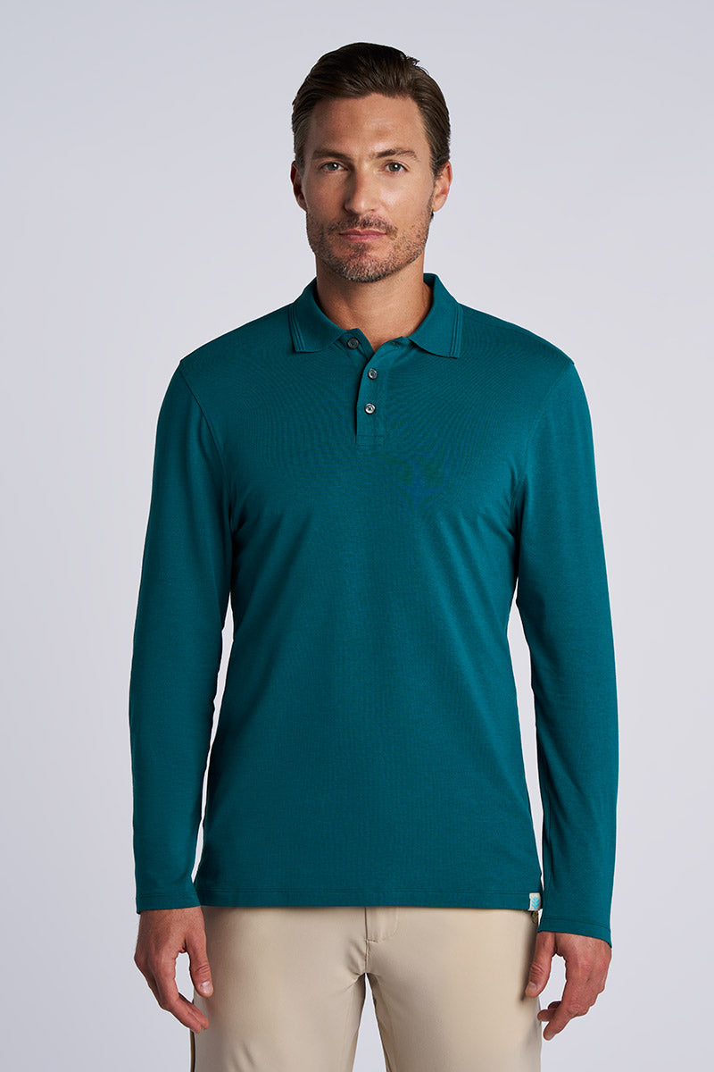 Men's Coppitt Long Sleeve Weekend Polo | Transformative Teal