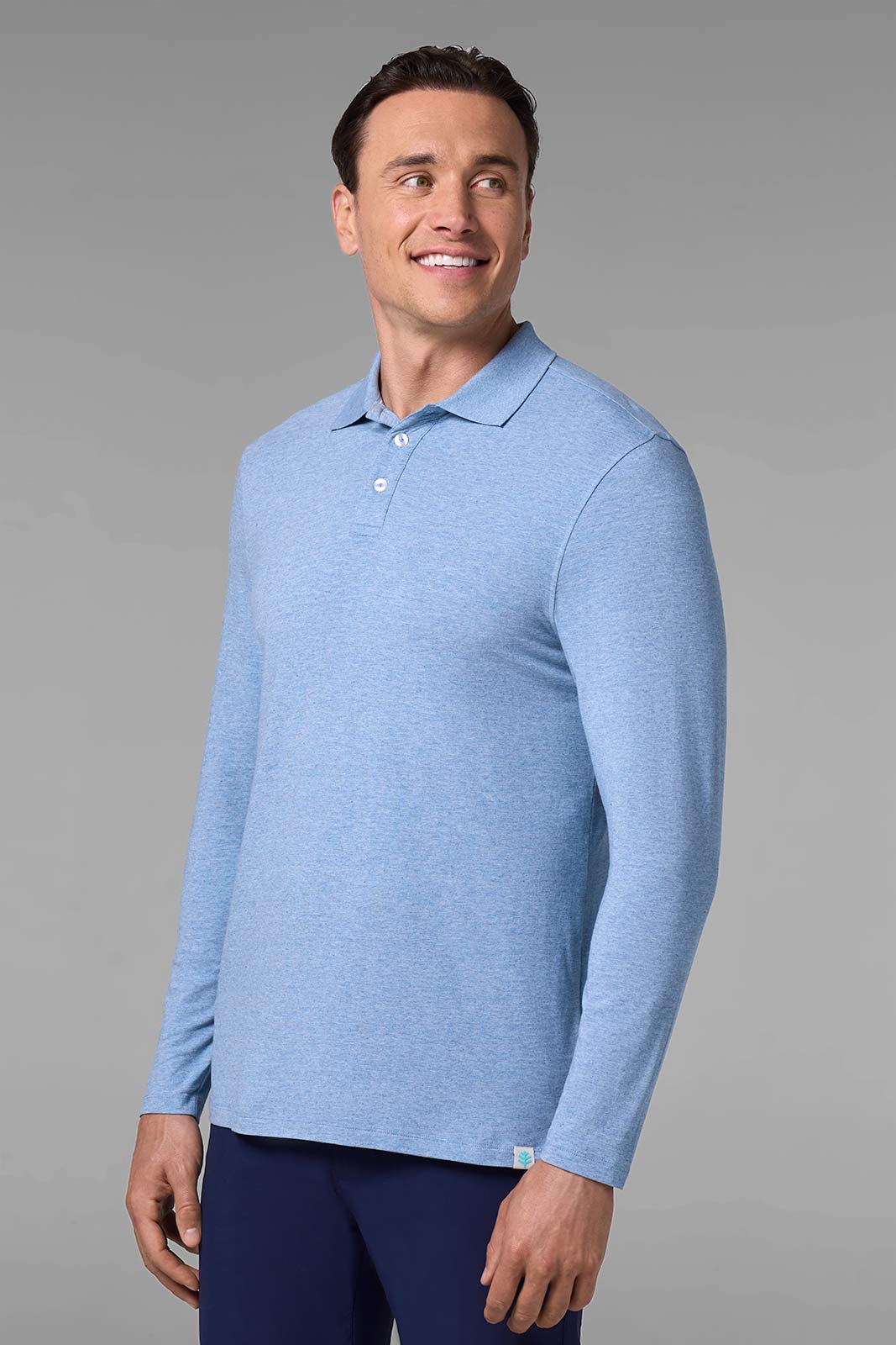 Men's Coppitt Long Sleeve Weekend Polo | Light Blue Heather