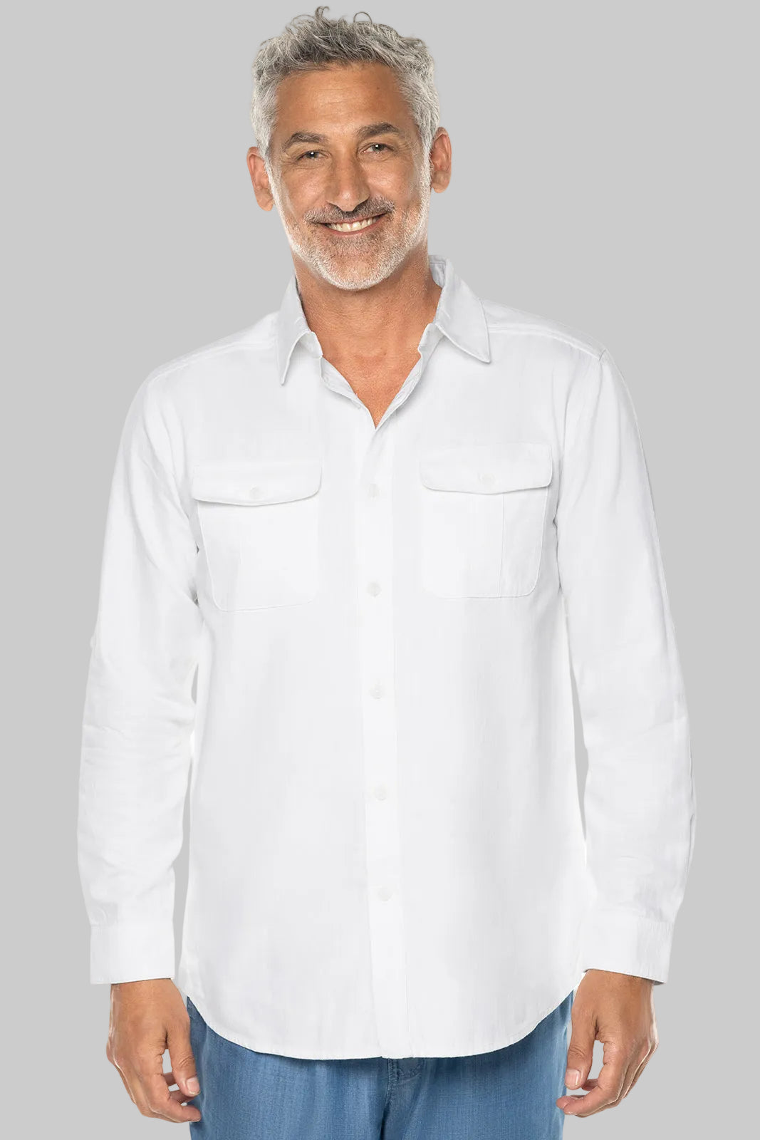 Men's Carson Chambray Long Sleeve Shirt | White Chambray