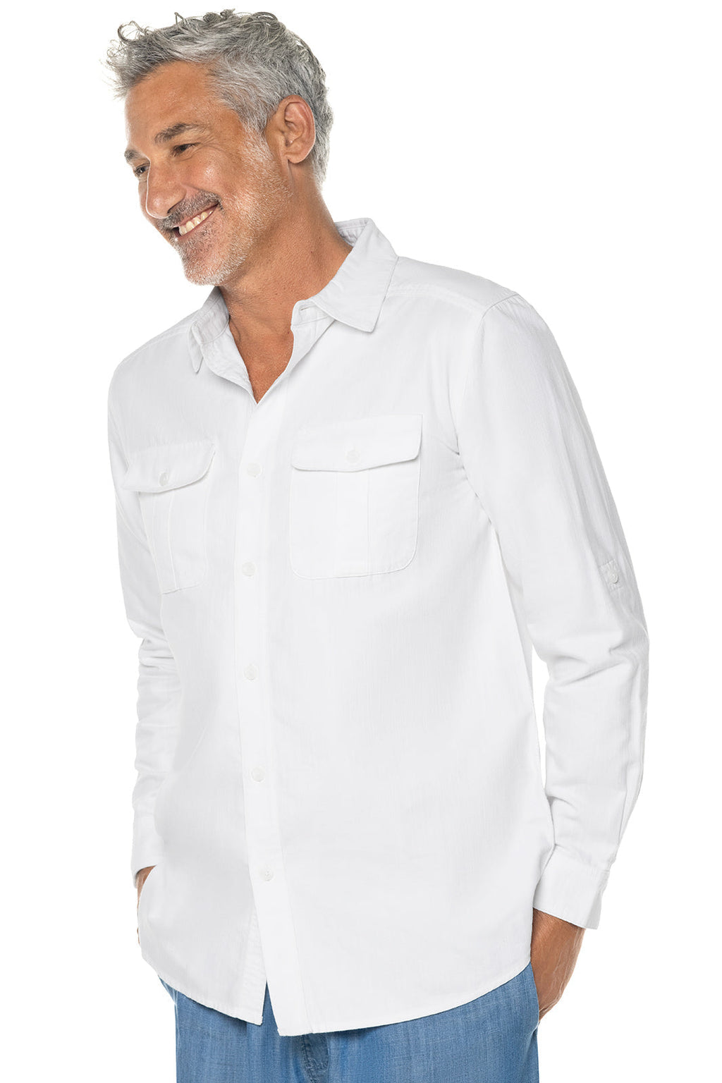 Men's Carson Chambray Long Sleeve Shirt | White Chambray