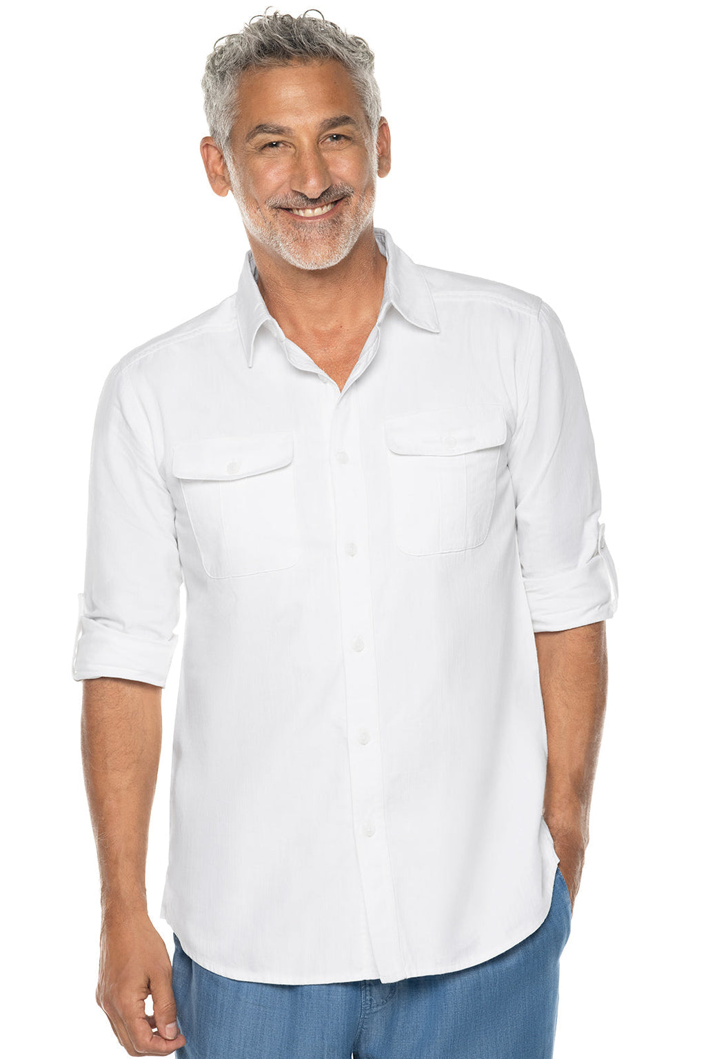 Men's Carson Chambray Long Sleeve Shirt | White Chambray