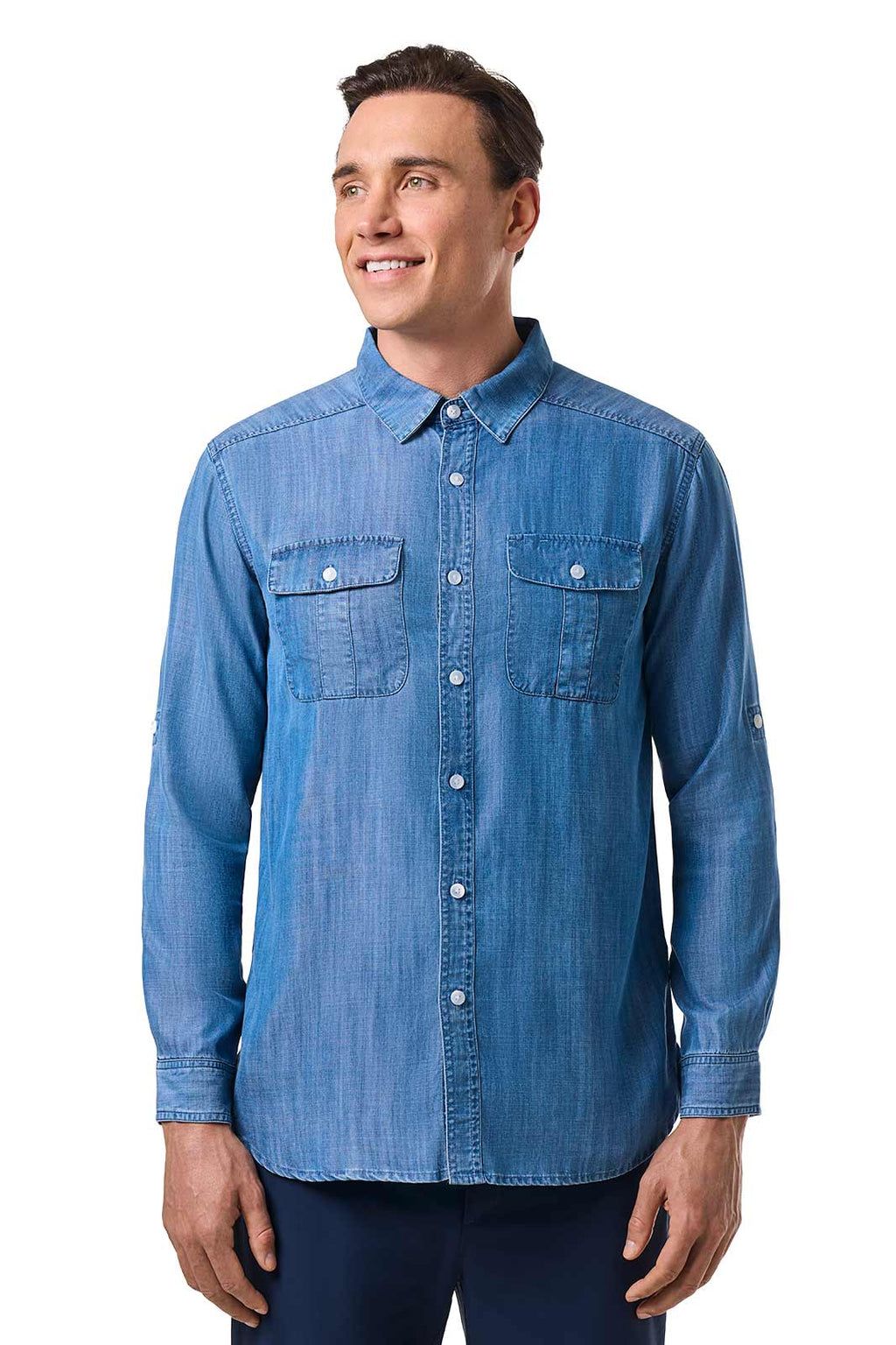 Men's Carson Chambray Long Sleeve Shirt | Light Indigo Chambray