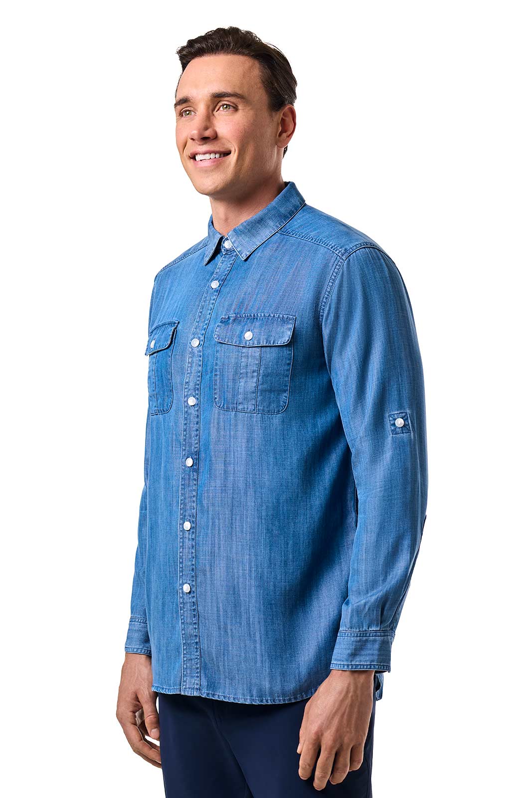 Men's Carson Chambray Long Sleeve Shirt | Light Indigo Chambray
