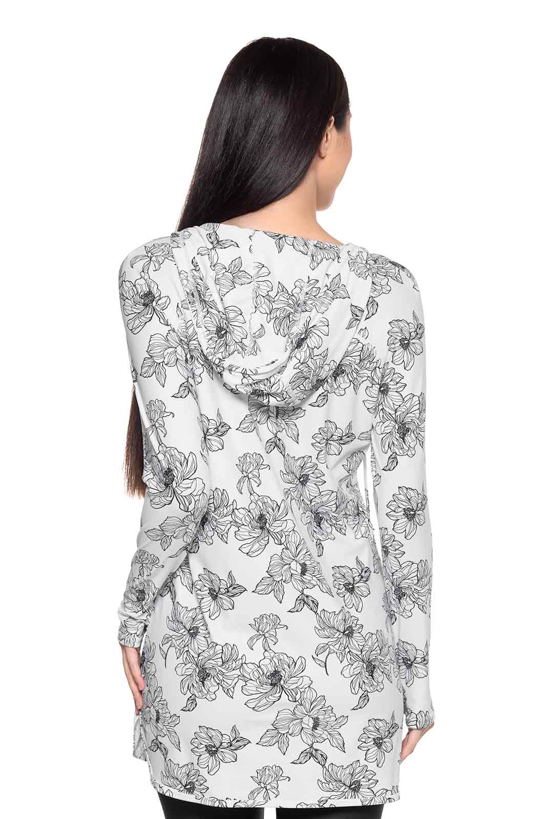Women's Seacoast Swim Cover-Up Dress | White/Black Perfect Peony