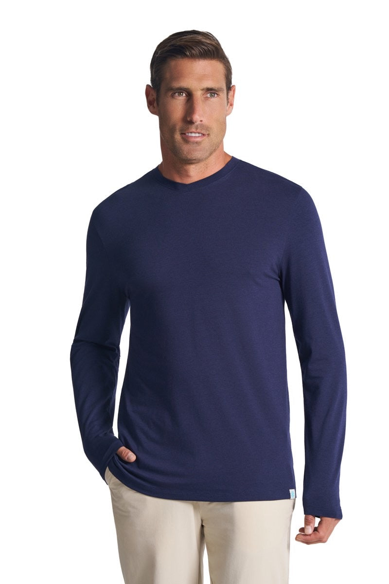 Men's Morada Everyday Long Sleeve V-Neck T-Shirt | Navy