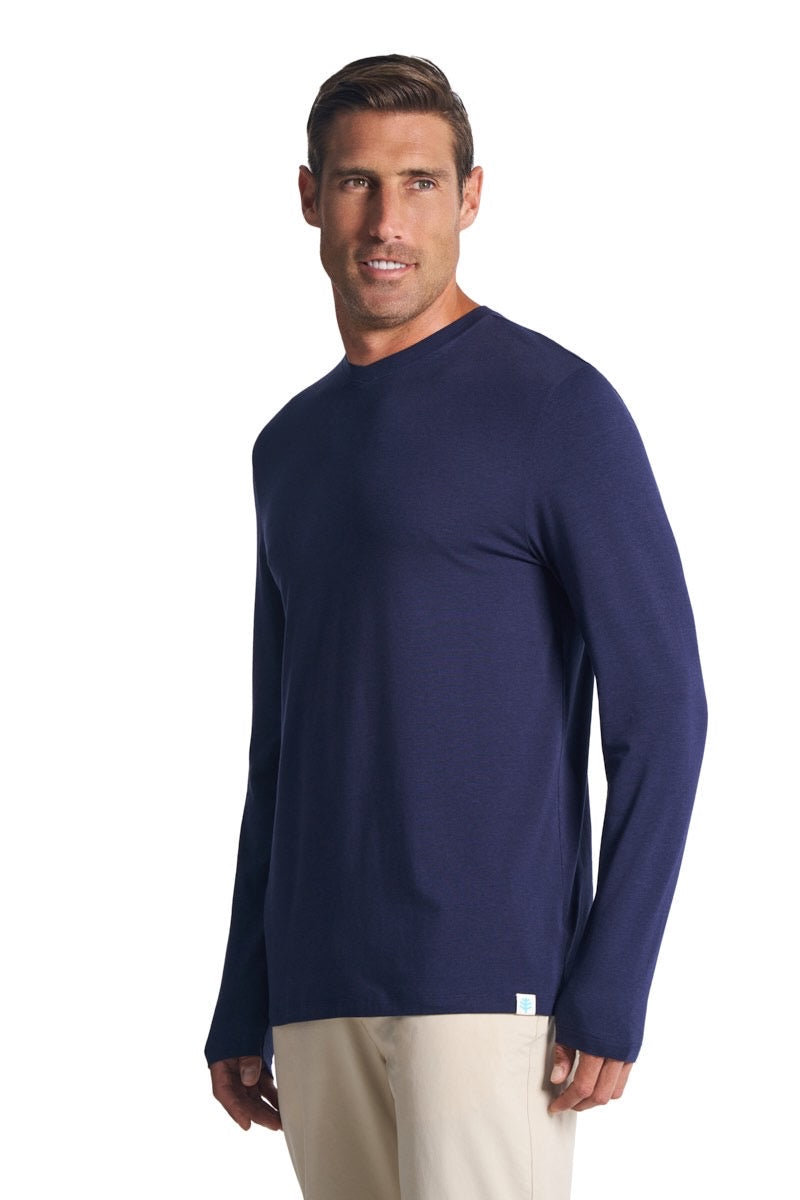 Men's Morada Everyday Long Sleeve V-Neck T-Shirt | Navy