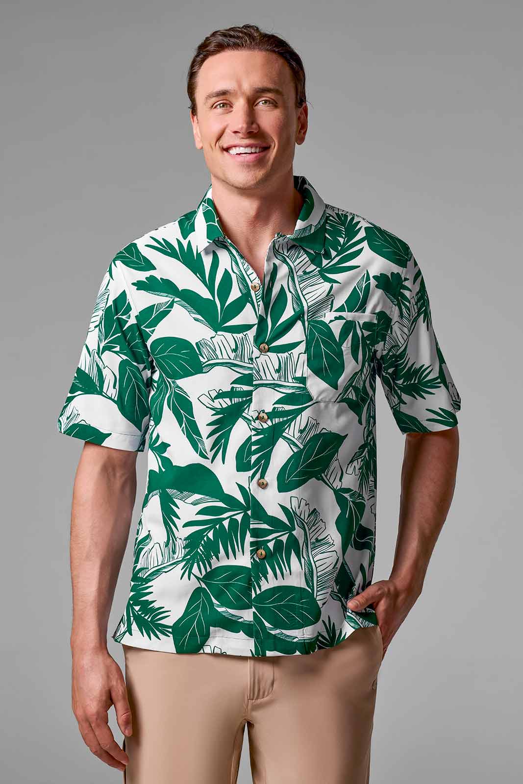 Men's Safari Camp Shirt | Eden Green Palm Paradise