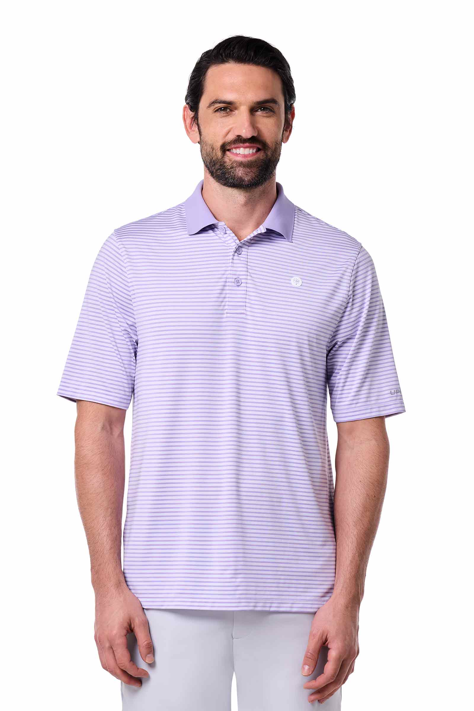Men's Erodym Short Sleeve Sports Polo | Lavendula/White Stripe