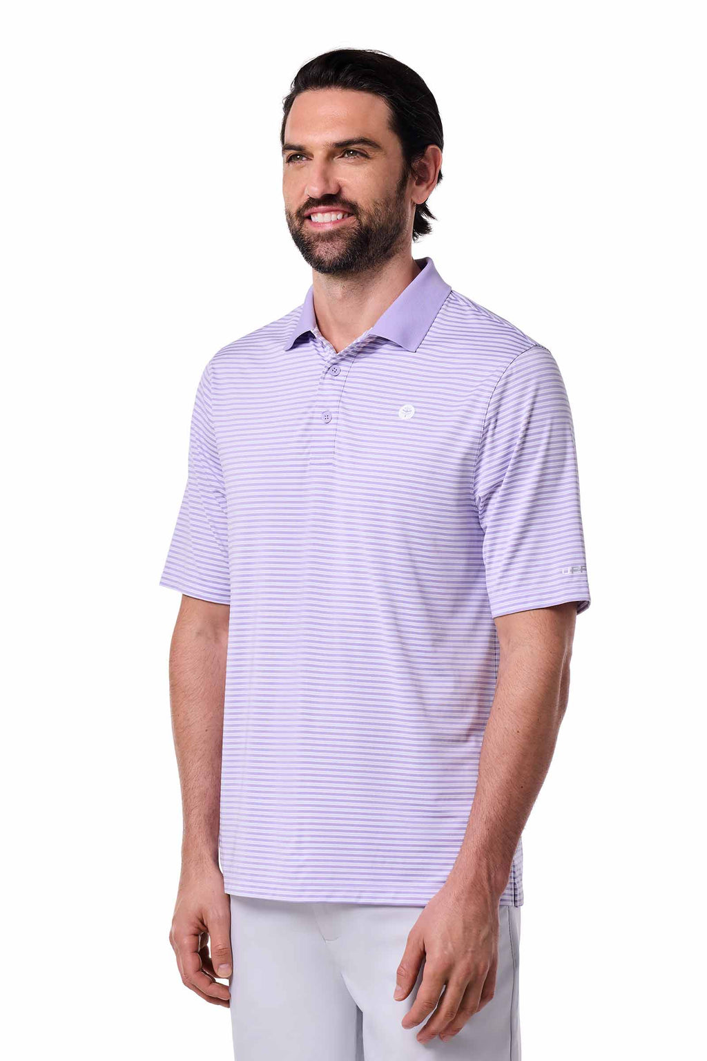 Men's Erodym Short Sleeve Sports Polo | Lavendula/White Stripe