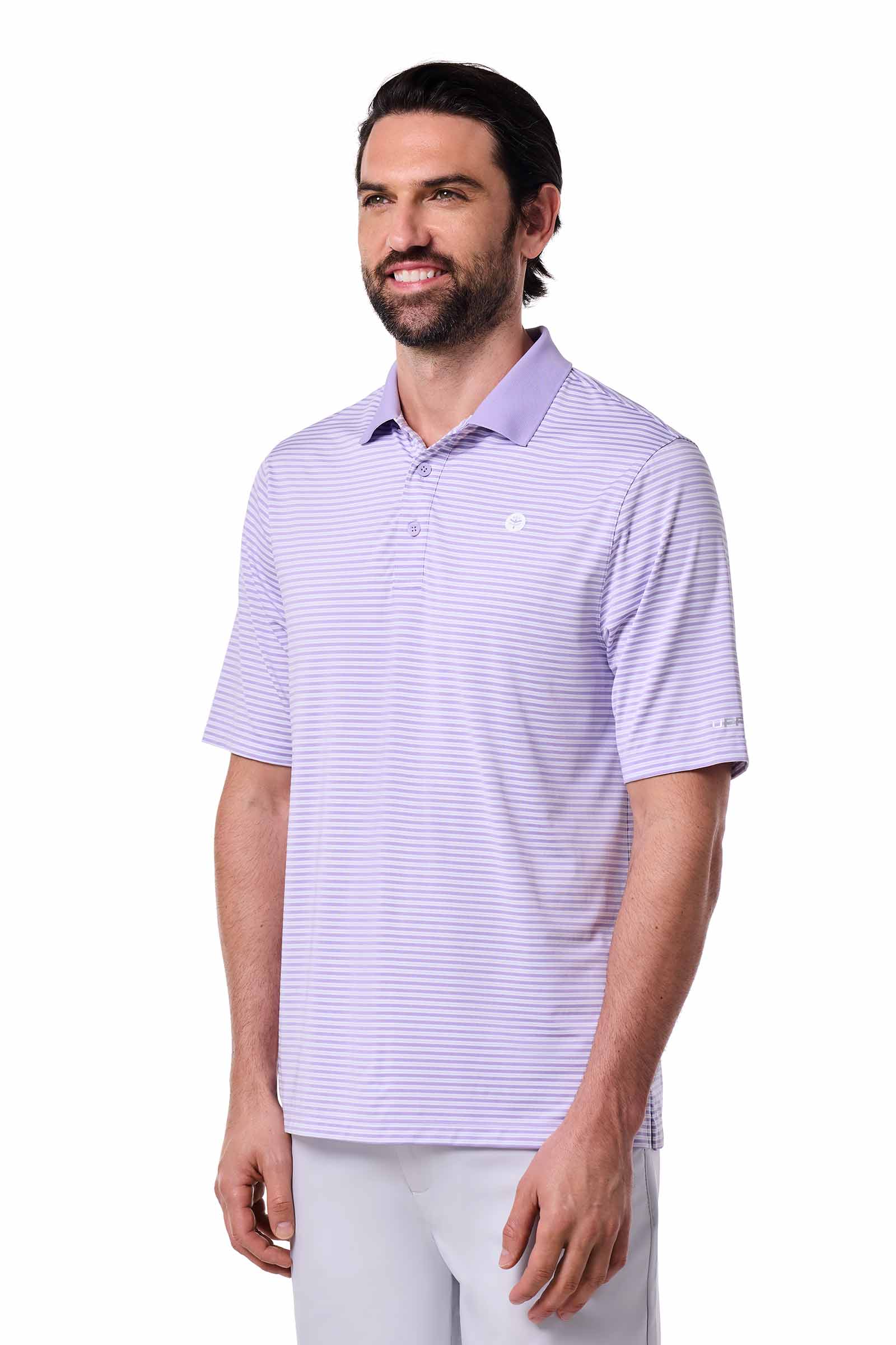 Men's Erodym Short Sleeve Sports Polo | Lavendula/White Stripe