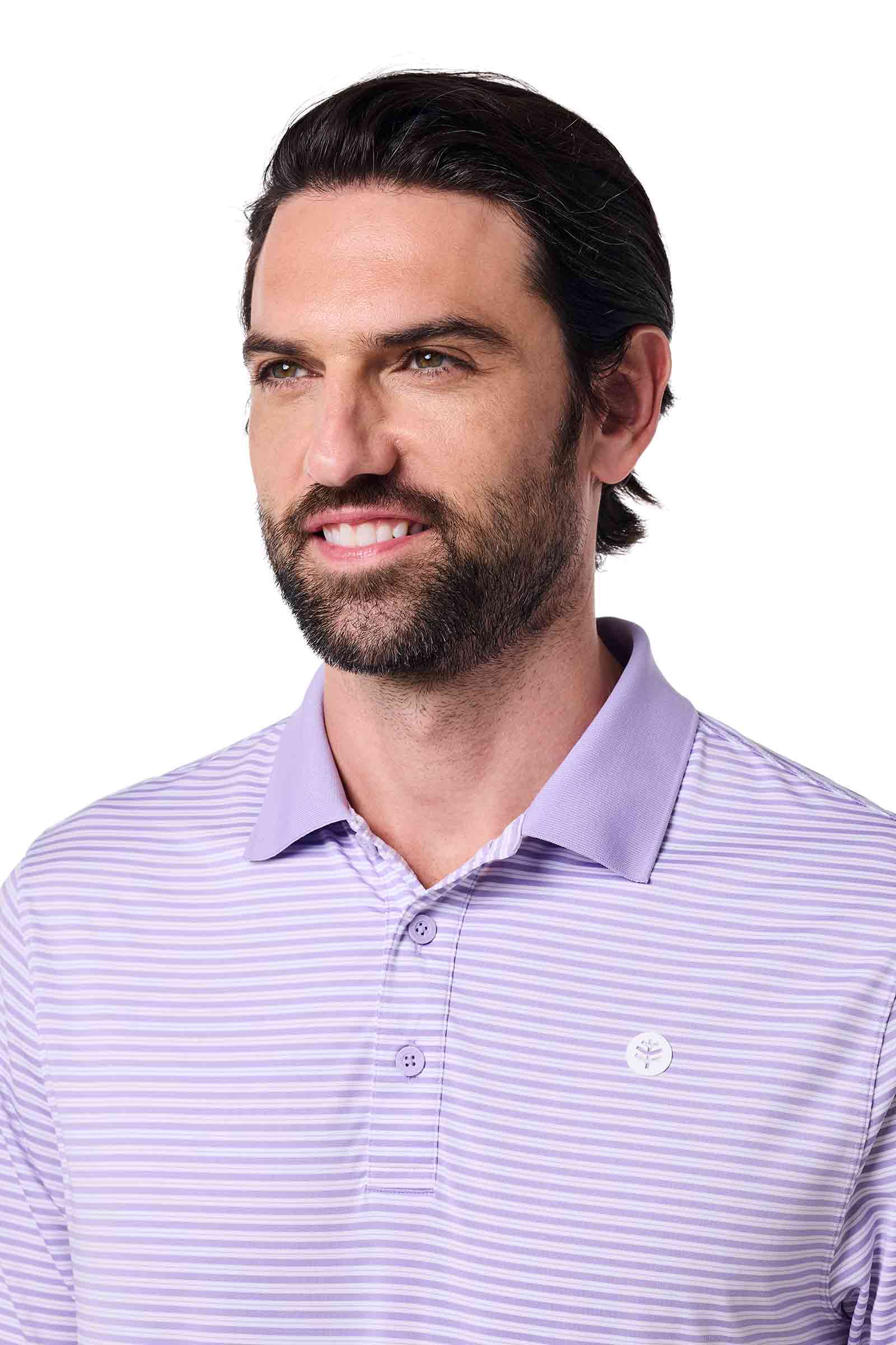 Men's Erodym Short Sleeve Sports Polo | Lavendula/White Stripe