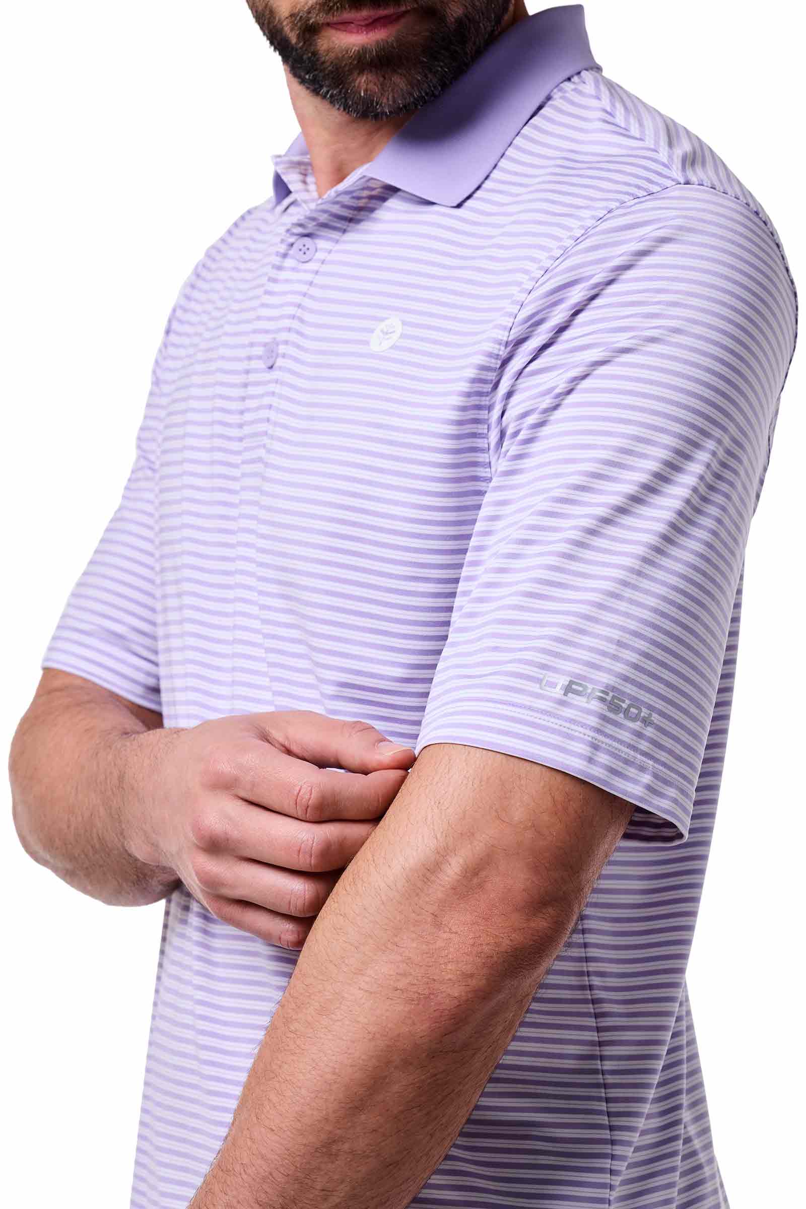 Men's Erodym Short Sleeve Sports Polo | Lavendula/White Stripe