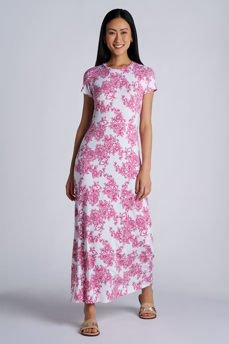 Women's Dounelle Fitted Maxi Dress | Fuchsia Bouquet