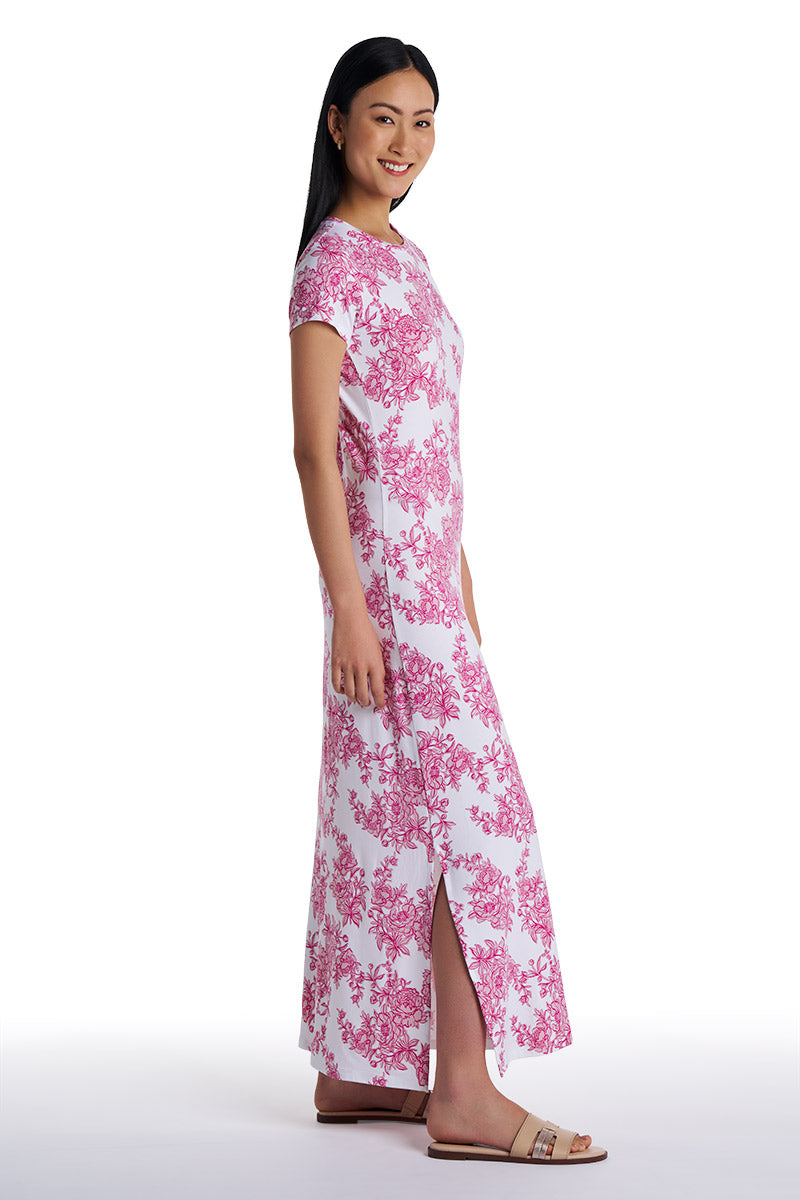 Women's Dounelle Fitted Maxi Dress | Fuchsia Bouquet