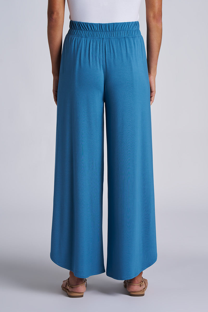 Women's Lynsu Wide Leg Pants with Overlap Detail | Blue Dusk