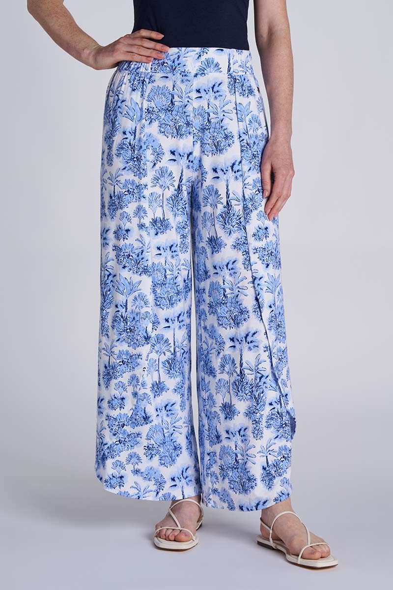 Women's Lynsu Wide Leg Pants with Overlap Detail | Periwinkle Isla Bonita