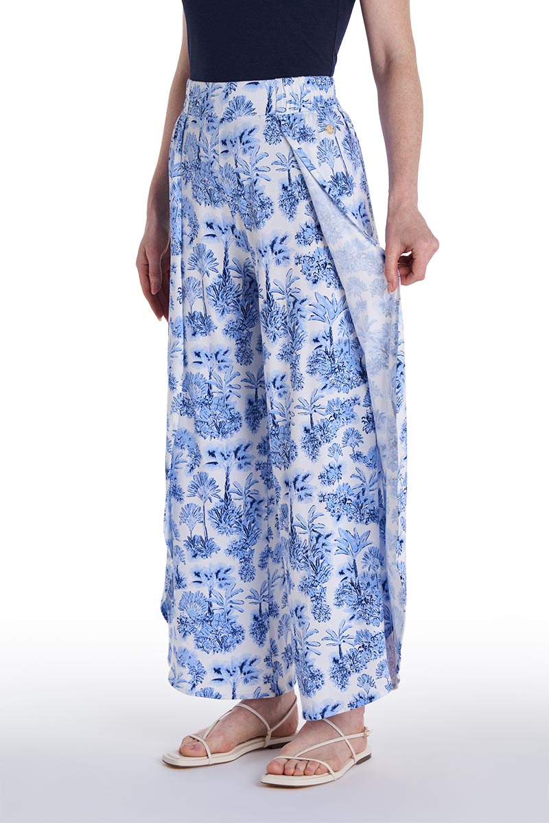 Women's Lynsu Wide Leg Pants with Overlap Detail | Periwinkle Isla Bonita