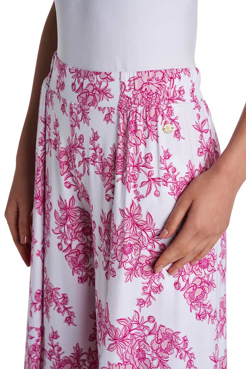 Women's Lynsu Wide Leg Pants with Overlap Detail | Fuchsia Bouquet