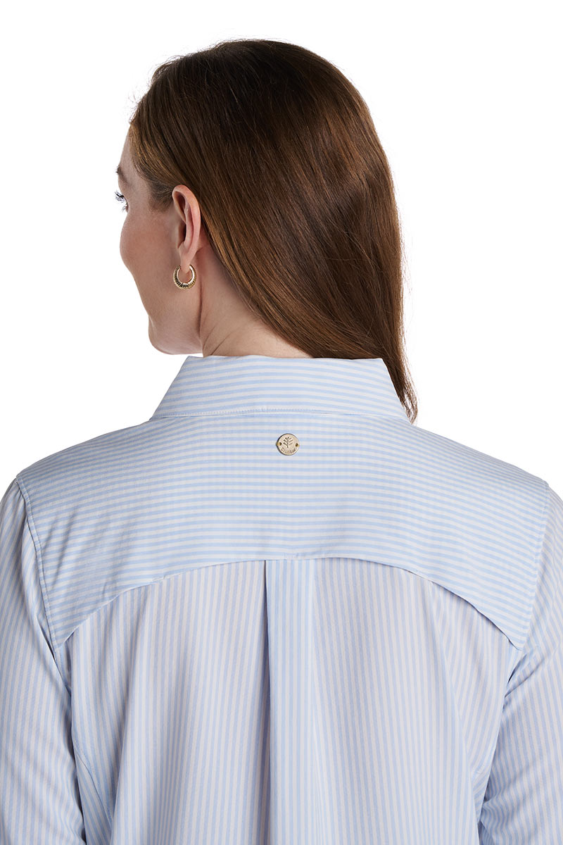 Women's Malta Travel Dress | White/Periwinkle Stripe