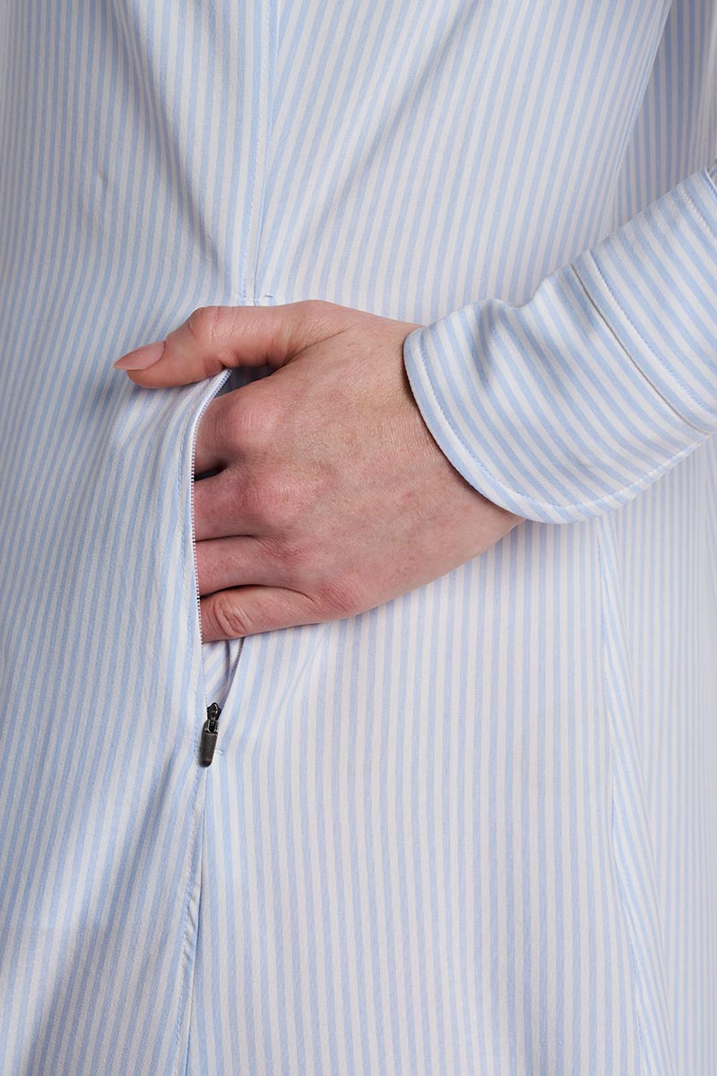 Women's Malta Travel Dress | White/Periwinkle Stripe