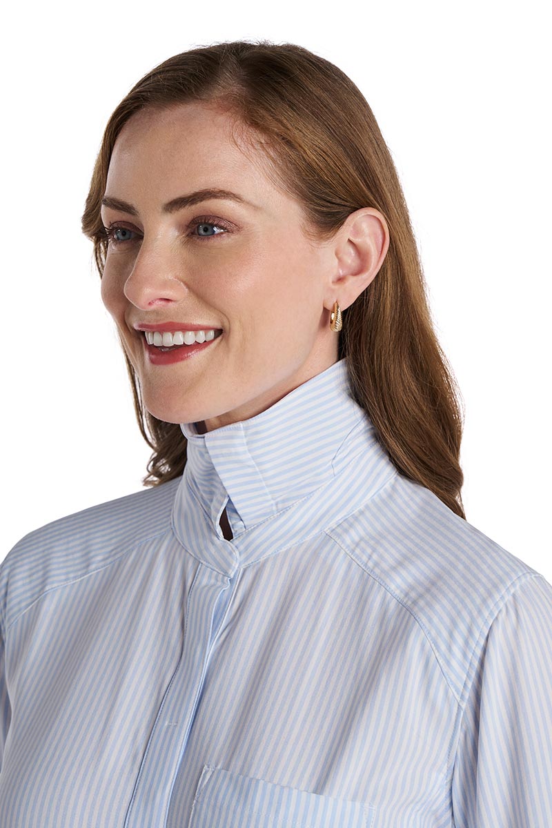 Women's Malta Travel Dress | White/Periwinkle Stripe