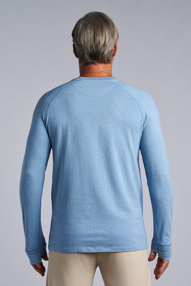 Men's LumaLeo Long Sleeve T-Shirt with Thumbholes | Light Blue Heather