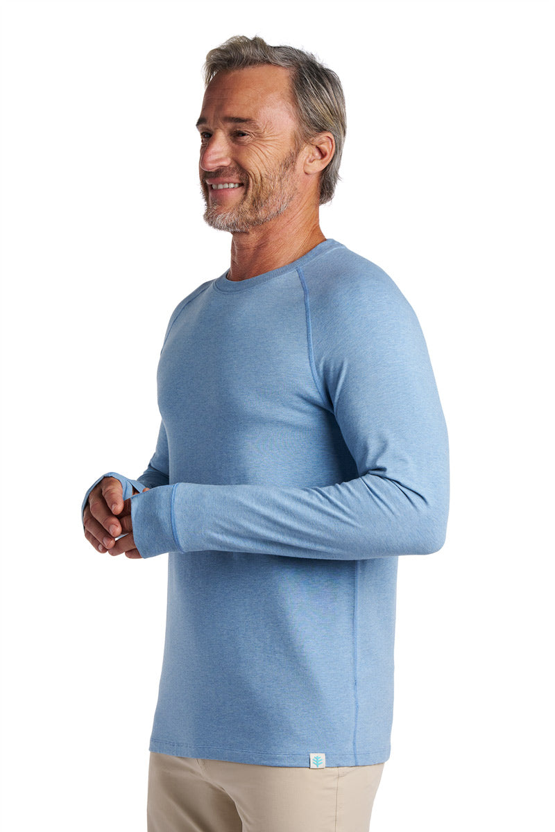Men's LumaLeo Long Sleeve T-Shirt with Thumbholes | Light Blue Heather