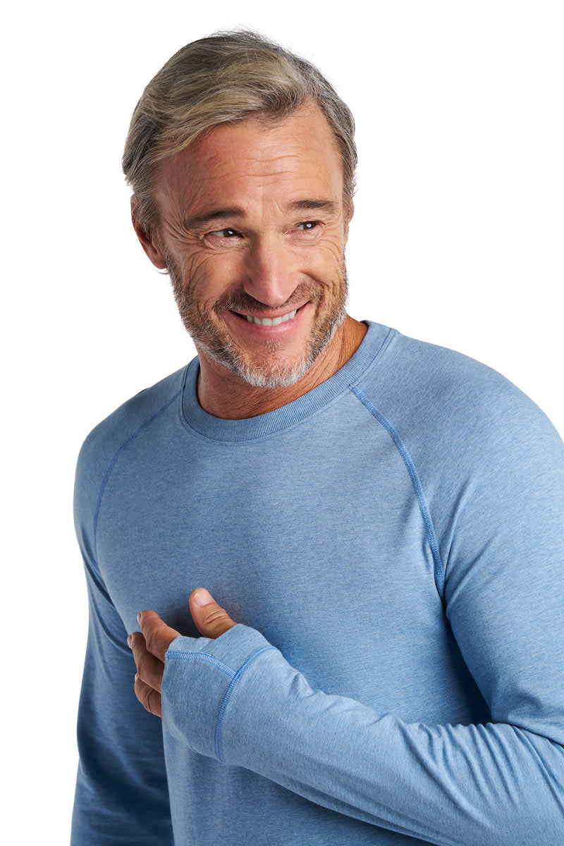 Men's LumaLeo Long Sleeve T-Shirt with Thumbholes | Light Blue Heather