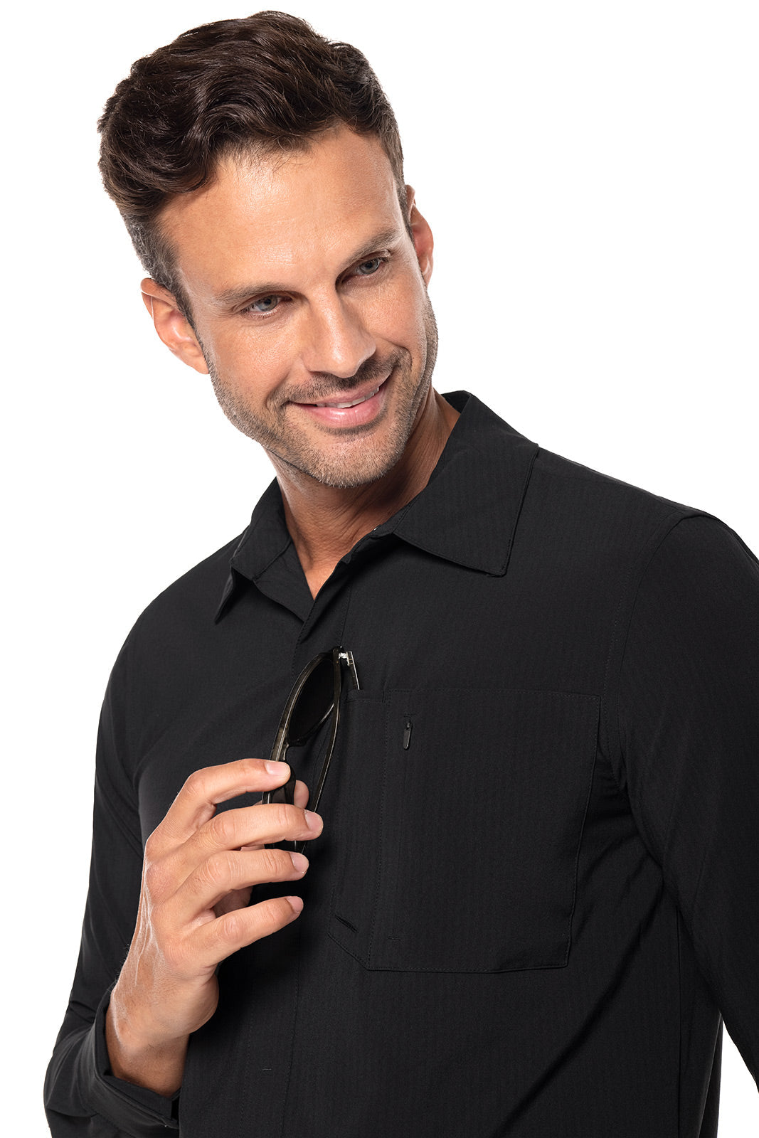 Men's Fiera Smart Long Sleeve Shirt | Black Shadow Stripe
