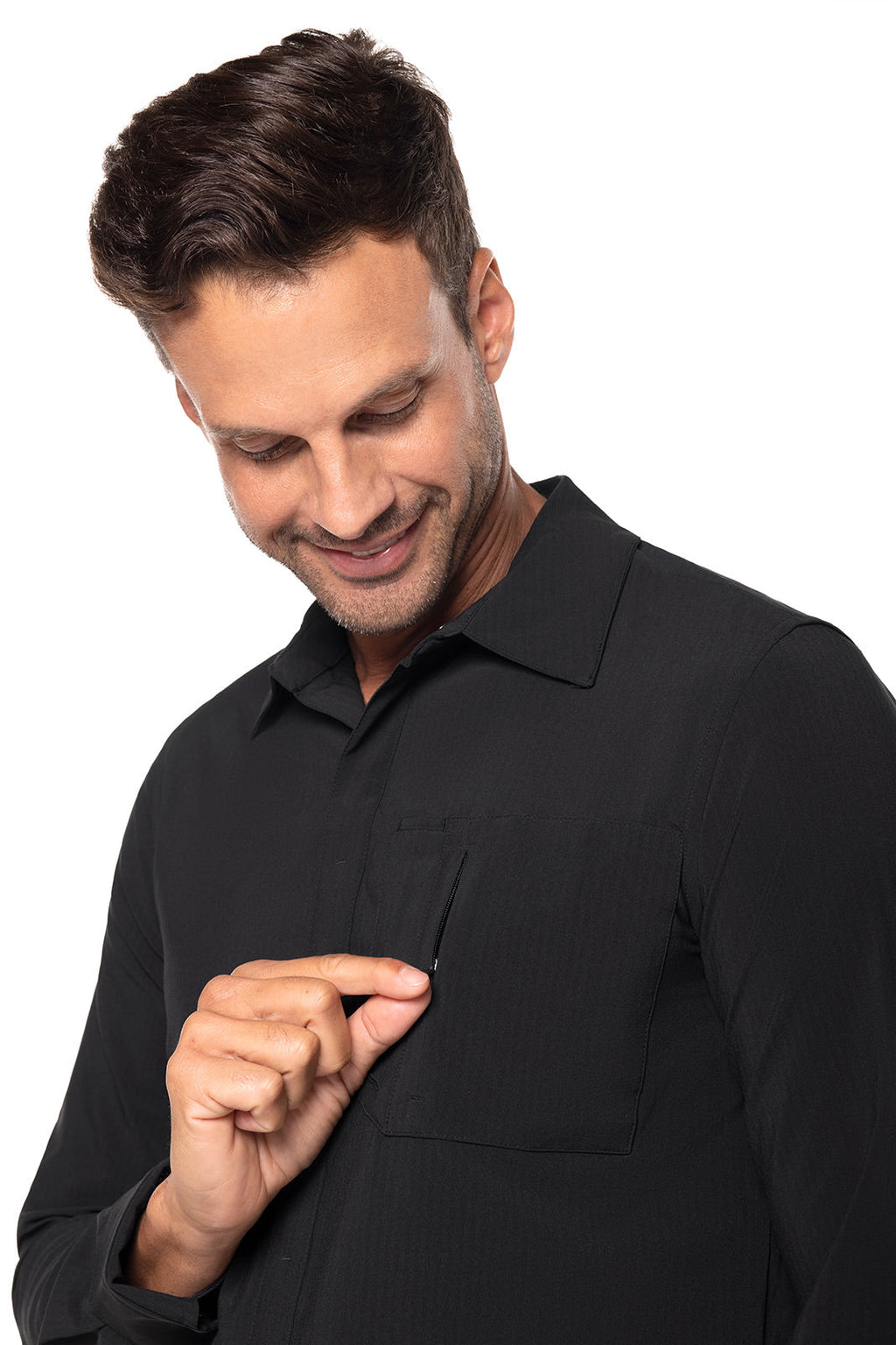 Men's Fiera Smart Long Sleeve Shirt | Black Shadow Stripe