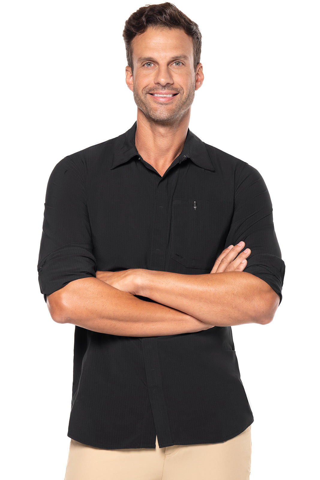 Men's Fiera Smart Long Sleeve Shirt | Black Shadow Stripe