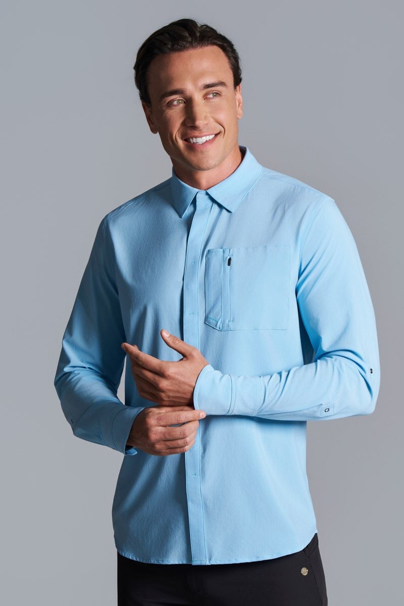 Men's Fiera Smart Long Sleeve Shirt | Arctic Blue Stripe