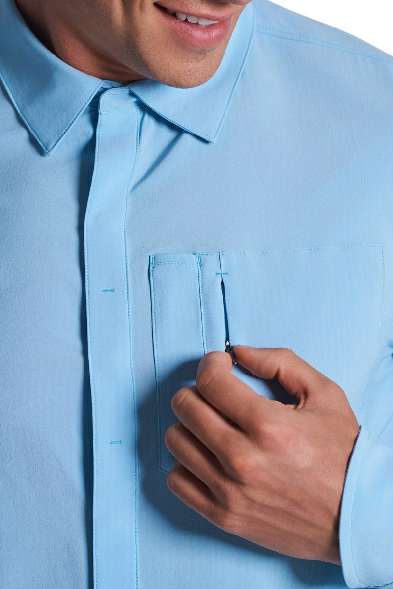Men's Fiera Smart Long Sleeve Shirt | Arctic Blue Stripe